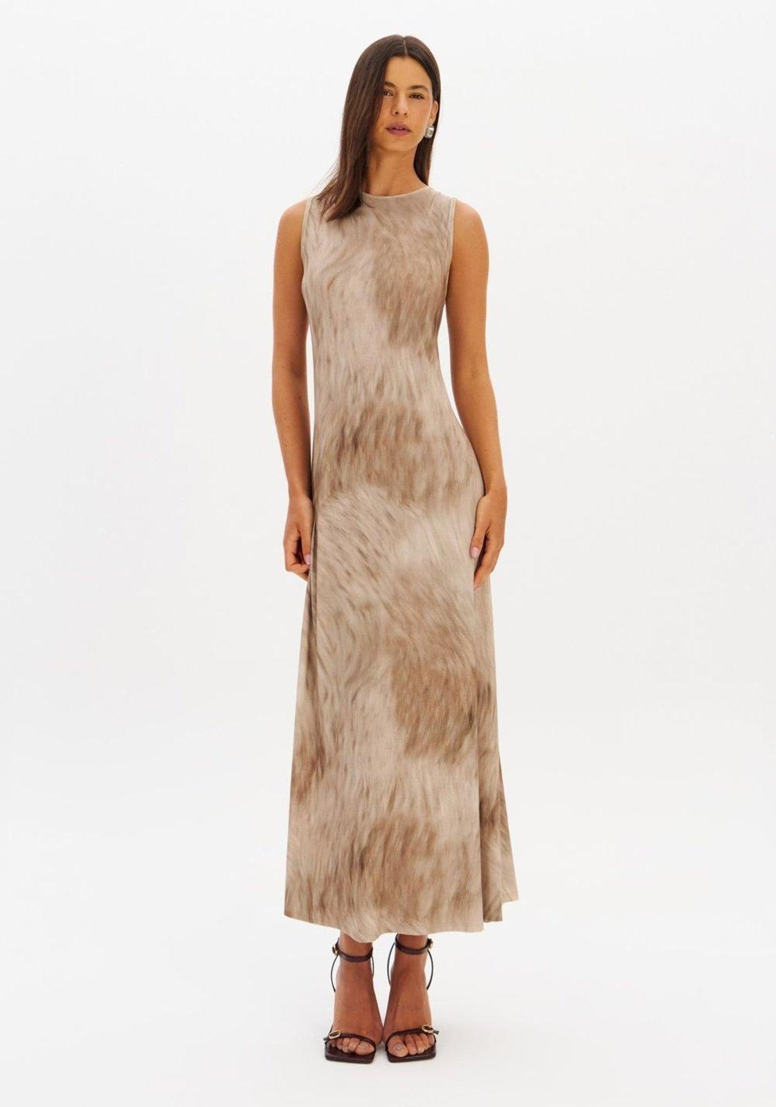 Vestido Super Midi Sem Mangas Estampado Lança Perfume