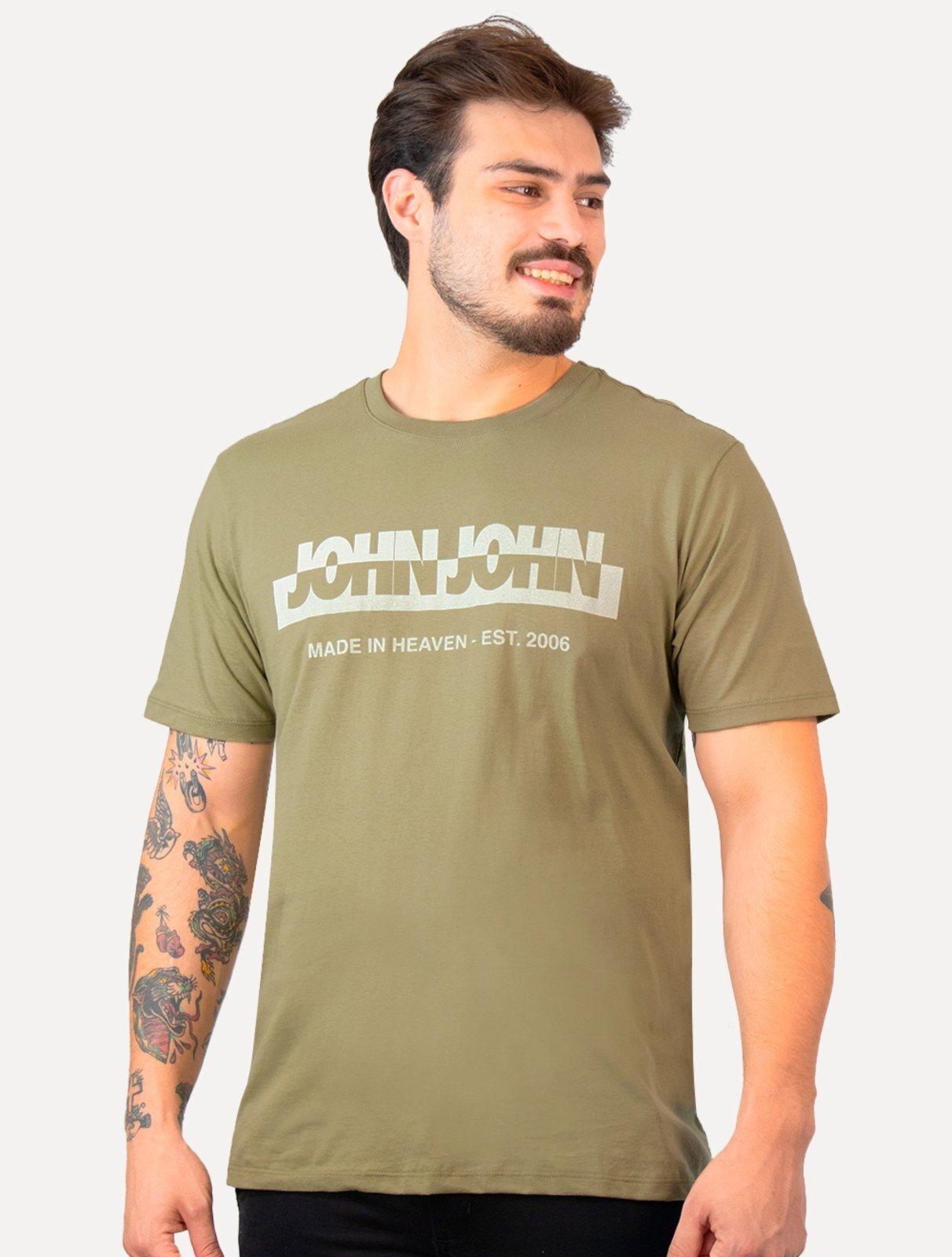 Camiseta John John Masculina Regular New Divided Verde Oliva