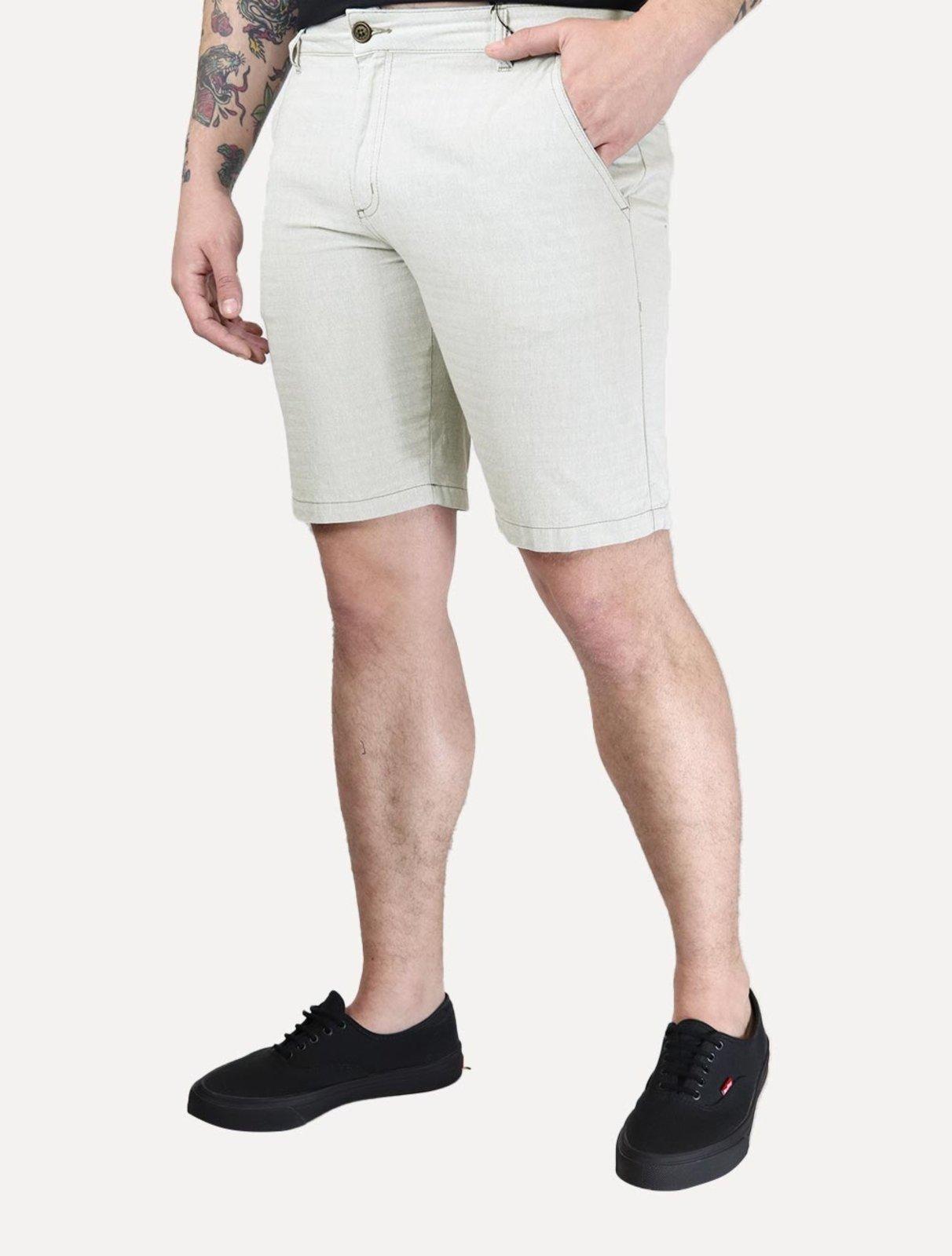 Bermuda Aramis Masculina Chino Fishbone Cinza Claro