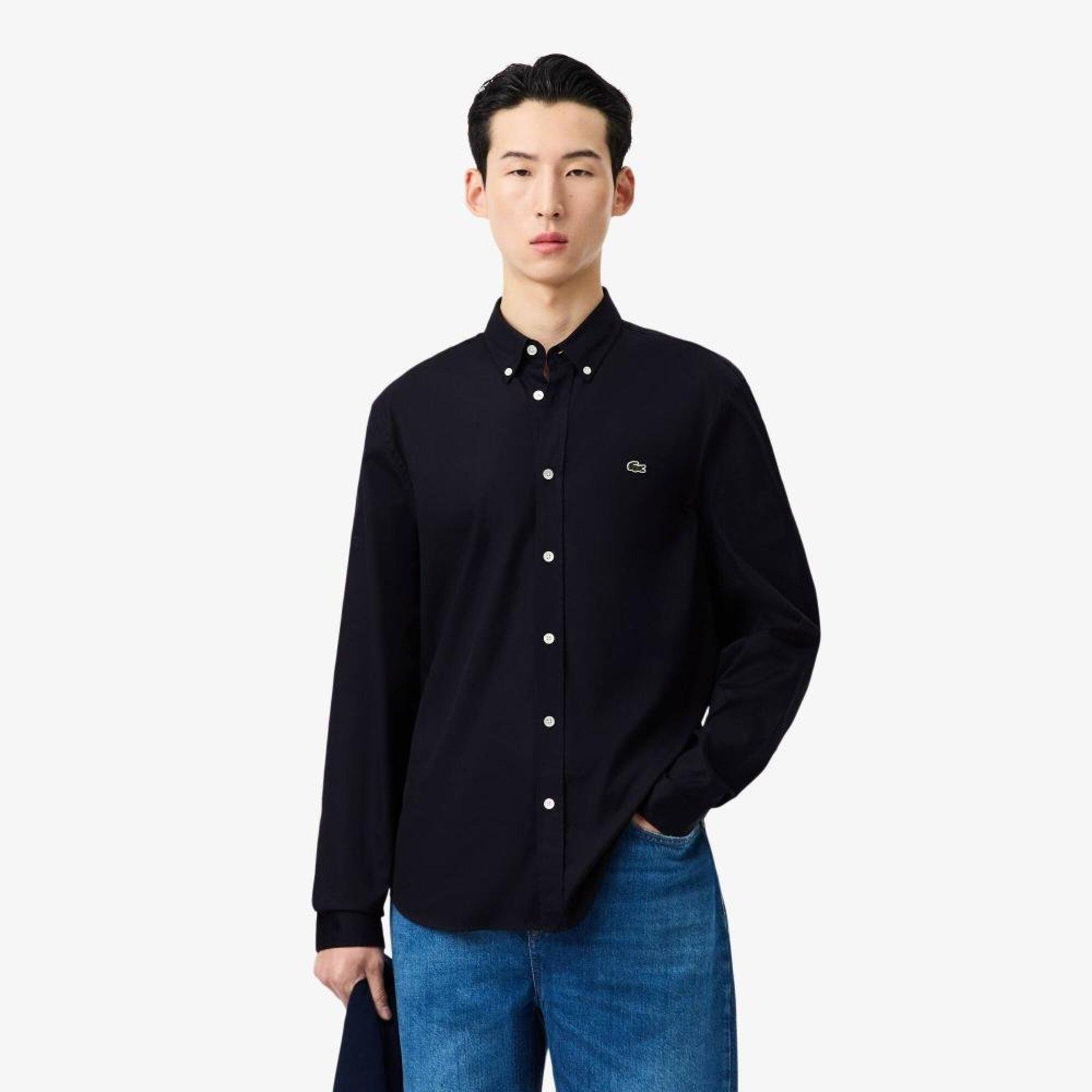 Camisa Regular Fit em Algodão Azul