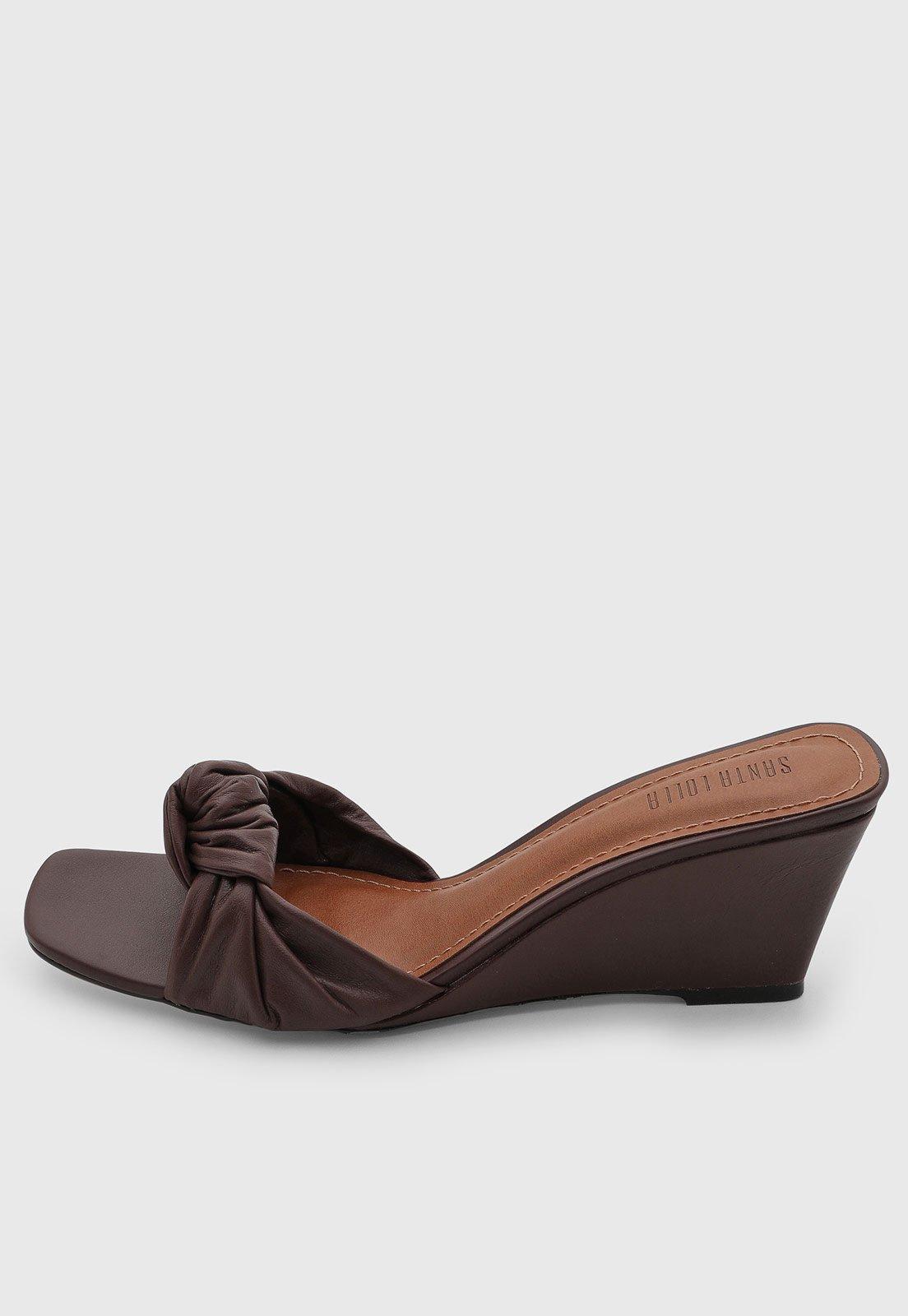 Sandália Feminina Santa Lolla Couro Marrom