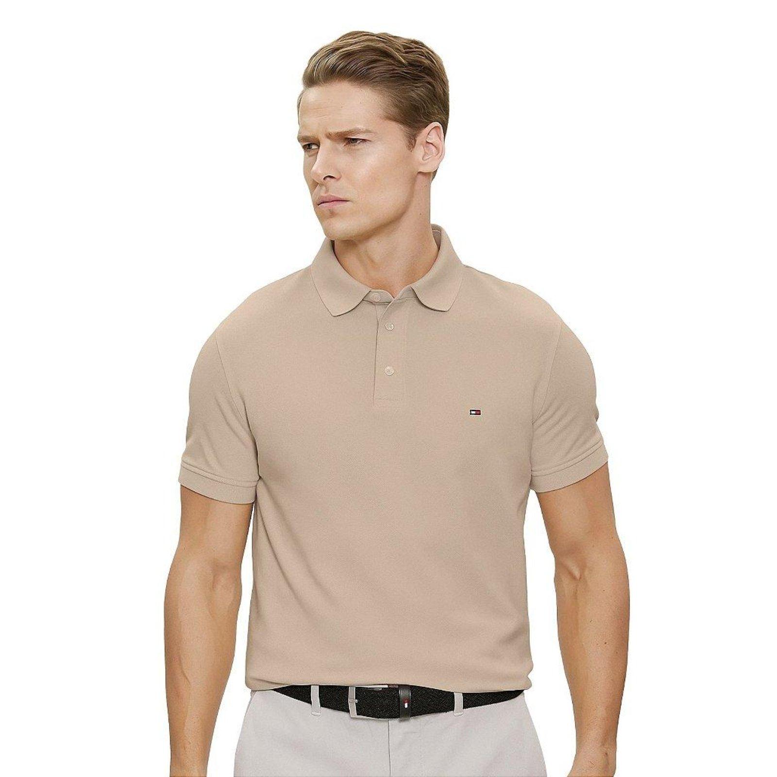 Camisa Polo Tommy Hilfiger Tech Piquet Regular Caqui