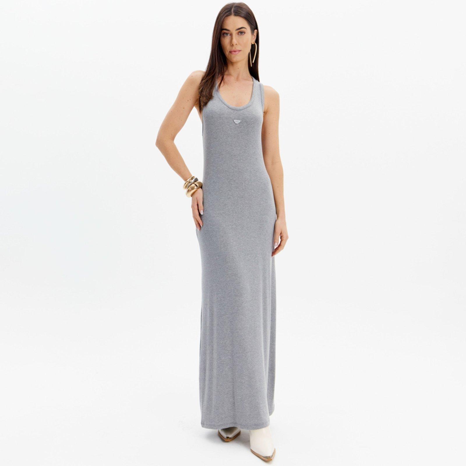 Vestido Canelado Lança Perfume Sem Manga Ou25 Cinza Feminino