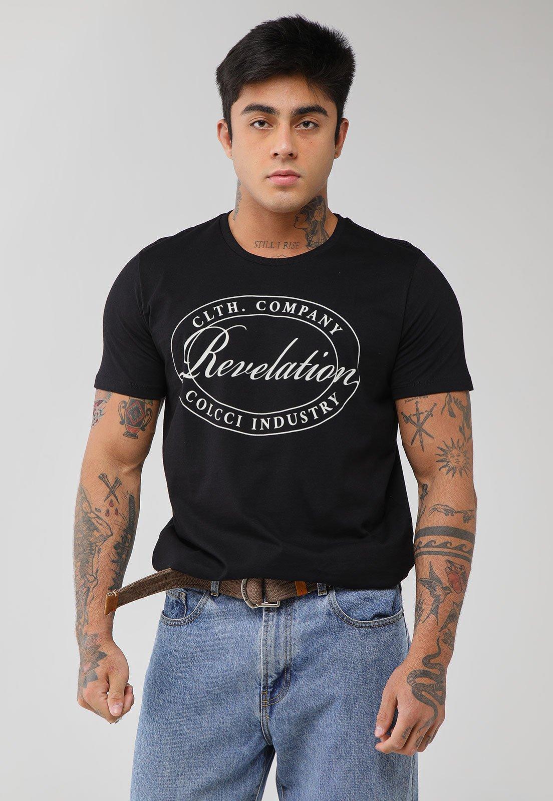 Camiseta Masculina Colcci Estampa Revelation Preta