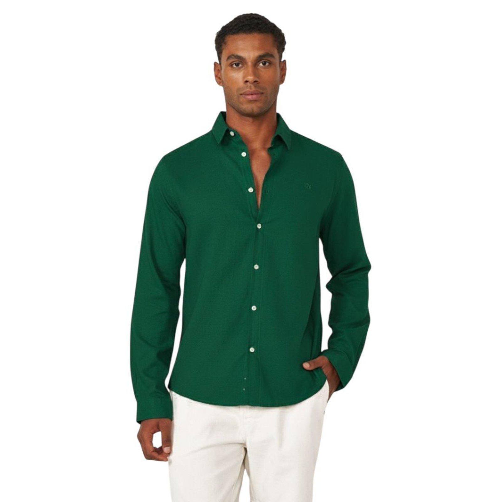 Camisa Manga Longa Relax Viscose Colcci Verde Jibóia