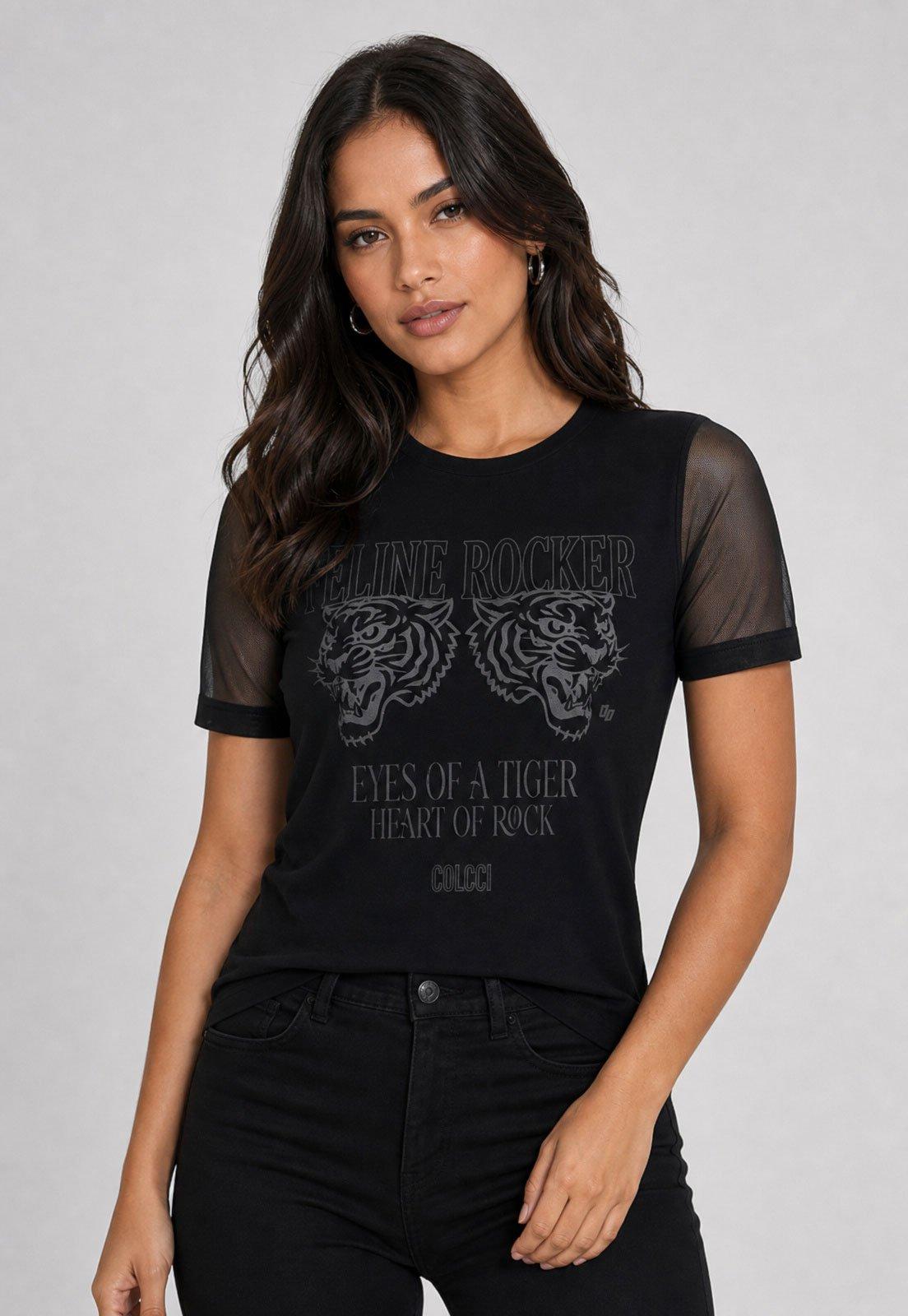 Camiseta Feminina Colcci Ajustada Preta