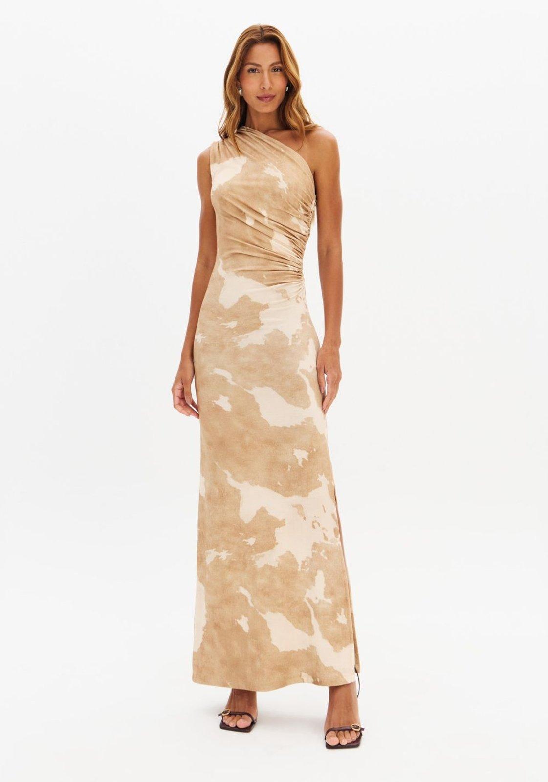 Vestido Super Midi Ombro Único Estampado Lança Perfume