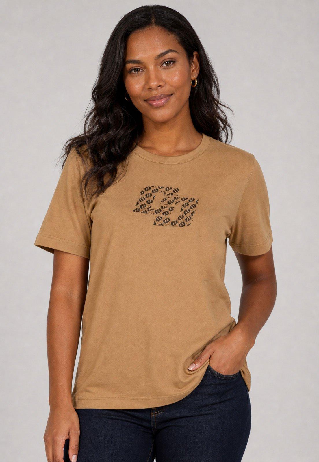 Camiseta Feminina Colcci Estampa Frontal Bege