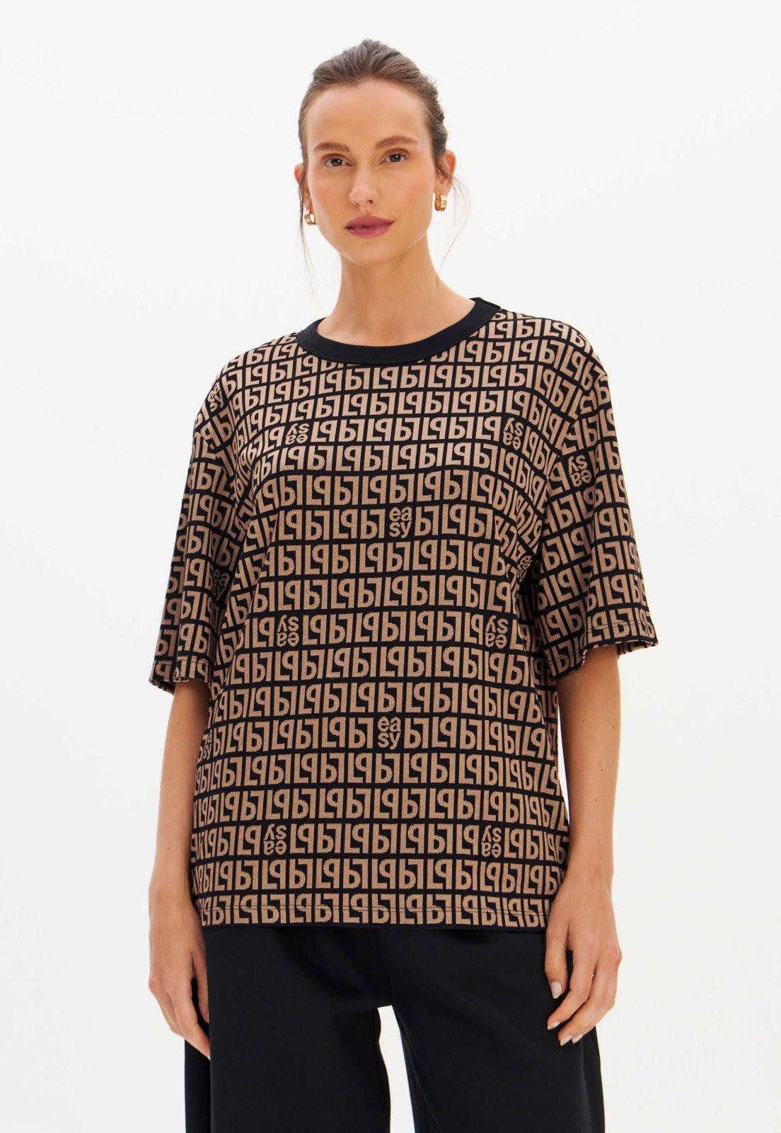 Camiseta Feminina Lança Perfume Geométrica Preta
