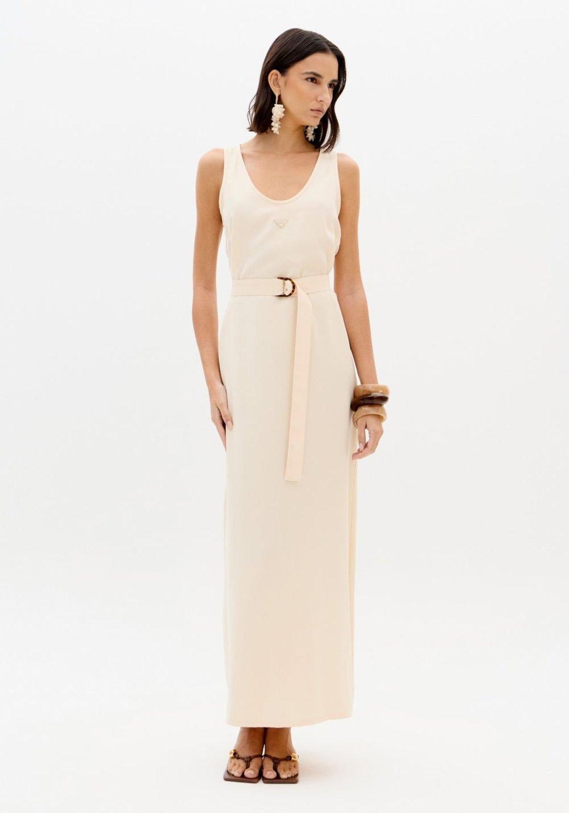 Vestido Super Midi Decote U Com Faixa Lança Perfume