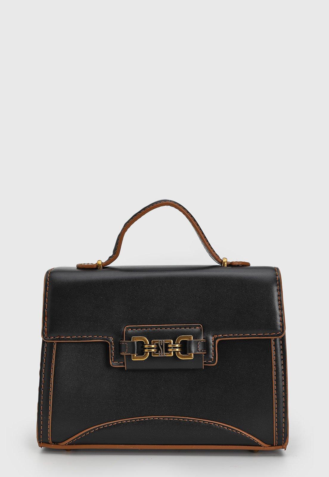 Bolsa Feminina Santa Lolla Estruturada Preta e Marrom