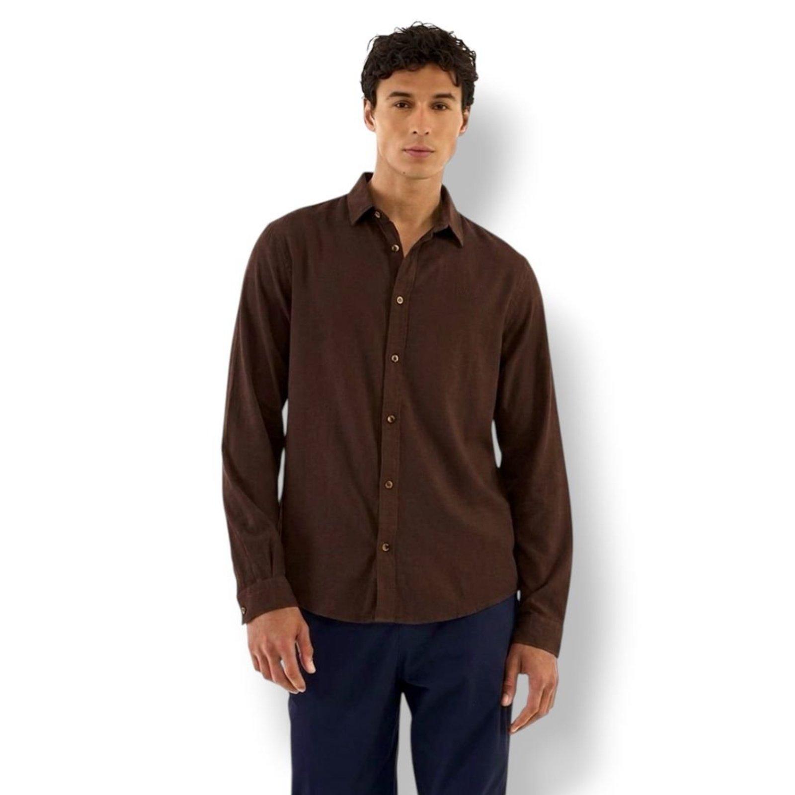 Camisa Masculina Manga Longa Relax Colcci Marrom Roccia