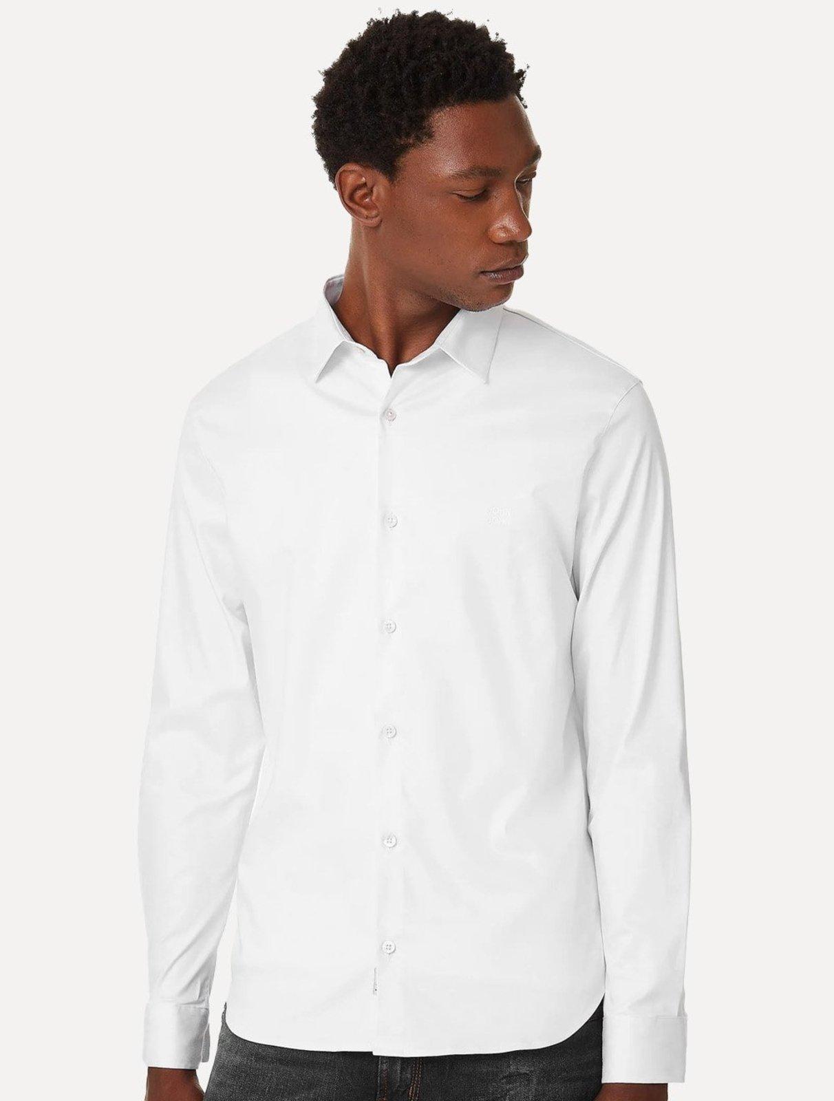 Camisa John John Masculina Ultra Slim White Logo Branca