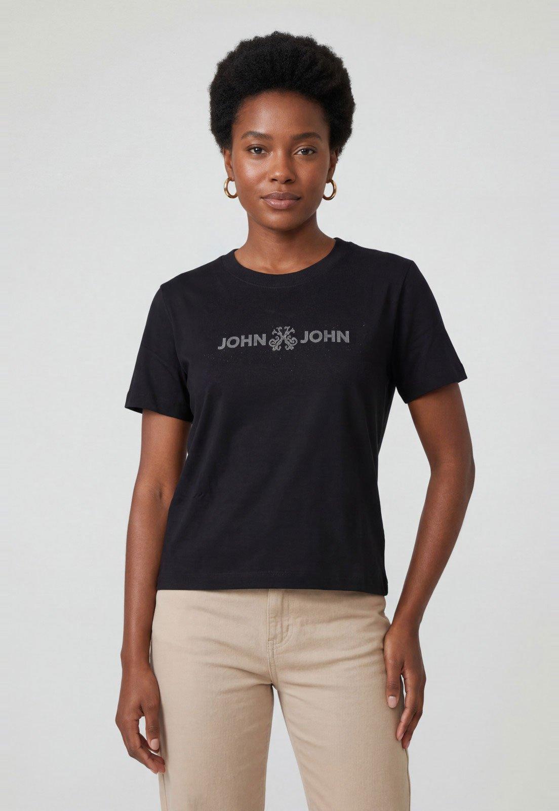 Camiseta Masculina John John Decote Redondo Preta