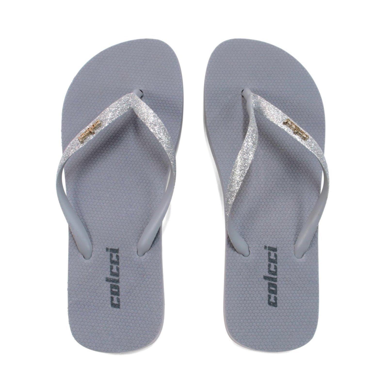 Chinelo Feminino Fiji Colcci Techfit Tira com Glitter Cinza Pewter