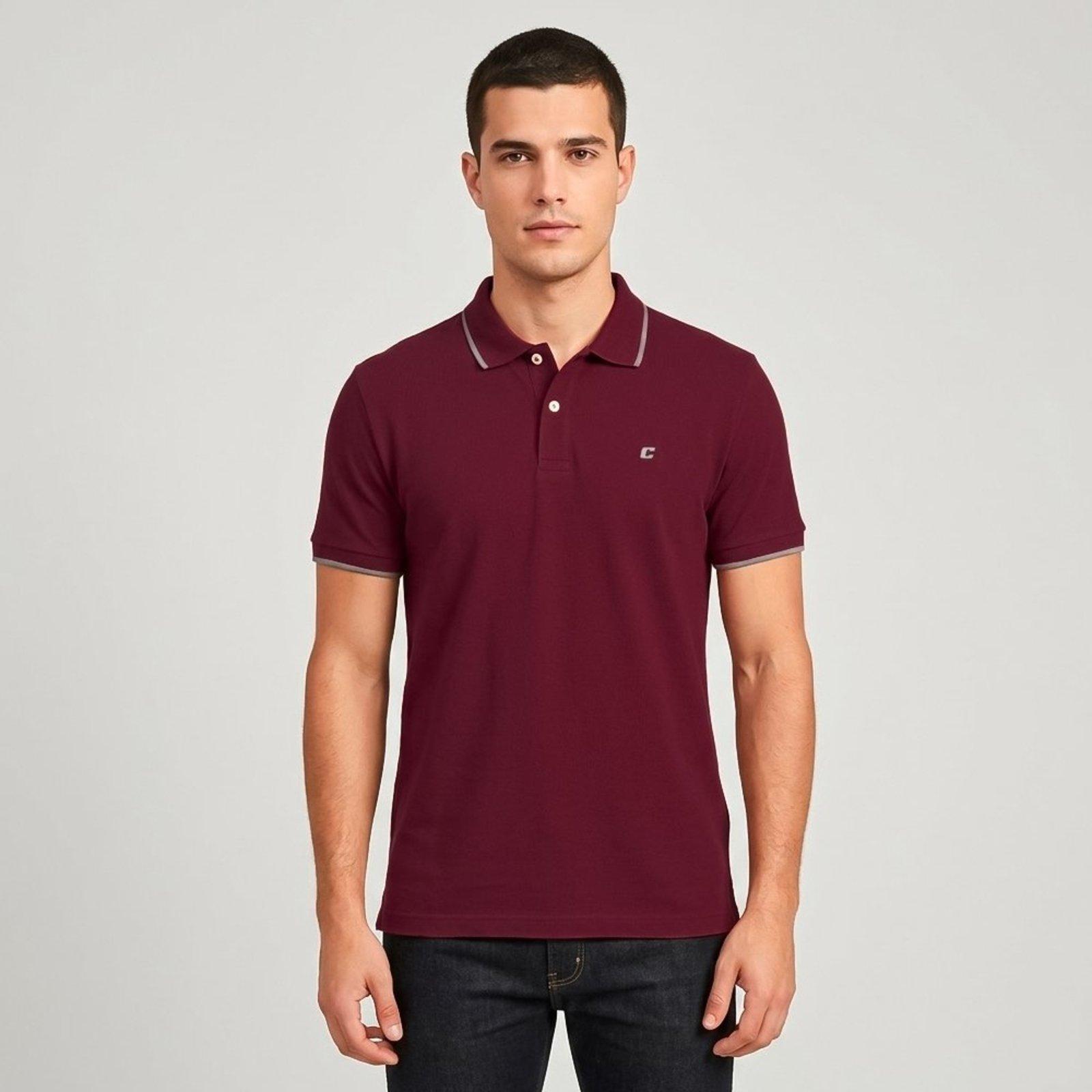 Camisa Polo Colcci Logo Line Ou26 Bordô Masculino