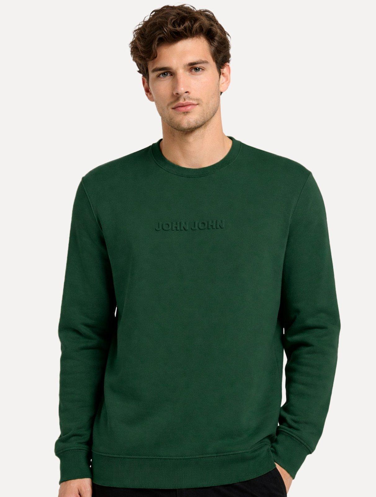 Moletom John John Masculino Embossed Logo Verde Escuro