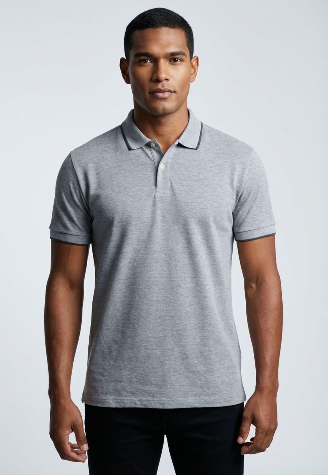Polo Masculina Aramis Gola Contrastante Cinza