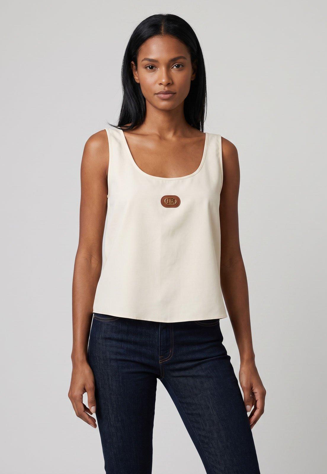 Blusa Feminina Lança Perfume Alças Largas Off-White