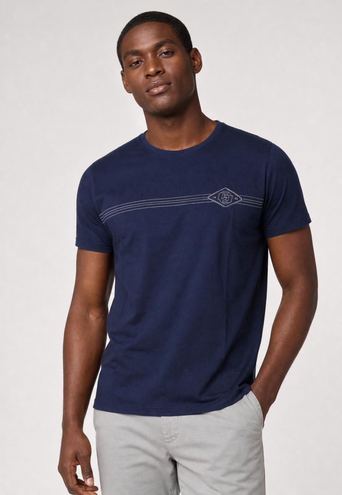 Camiseta Masculina Colcci Estampada Azul Marinho