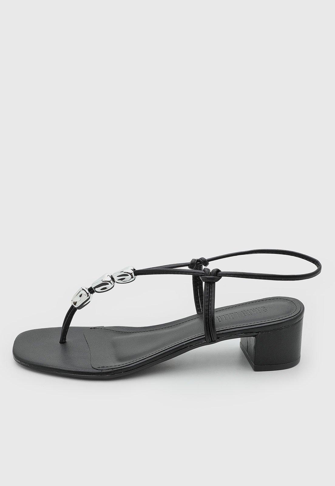 Sandália Feminina Santa Lolla Tiras Metal Preta