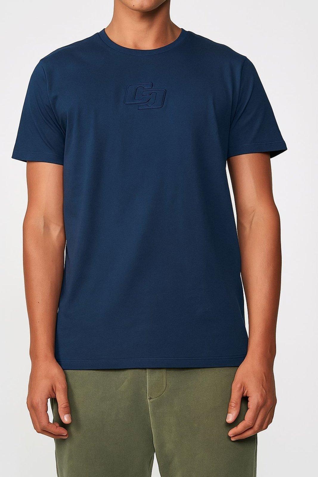 Camiseta Reta Com Logo Alto Relevo Colcci Azul Sideral