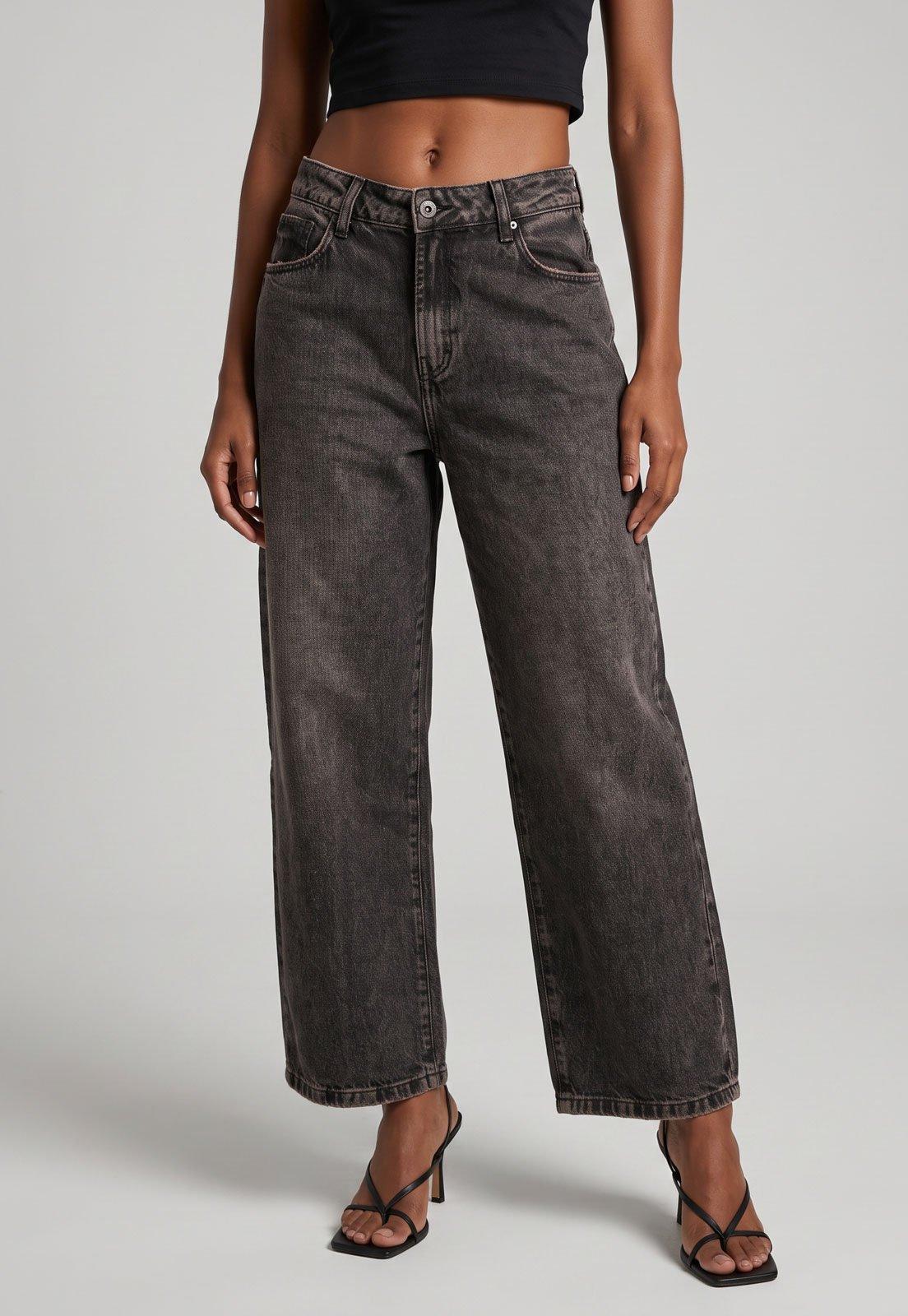 Calça Jeans John John Reta Perna Ampla Cinza