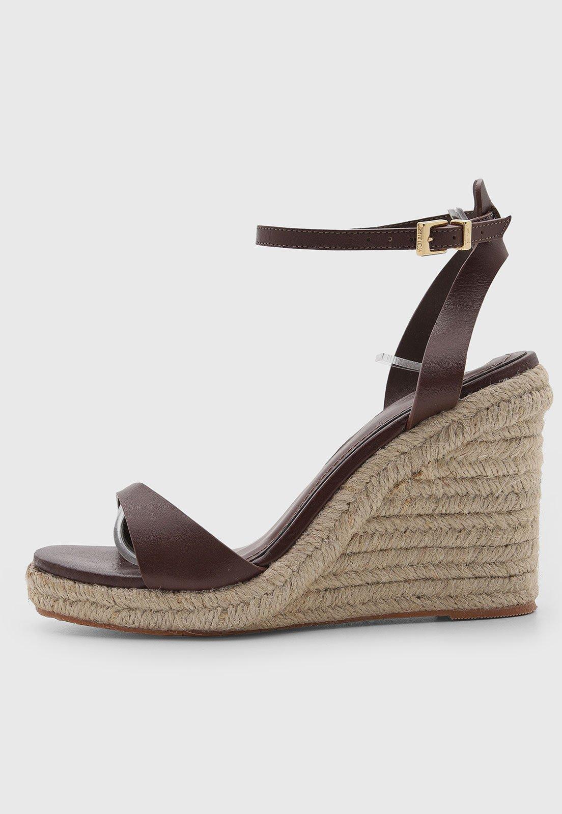 Sandália Feminina Santa Lolla Anabela Corda Marrom