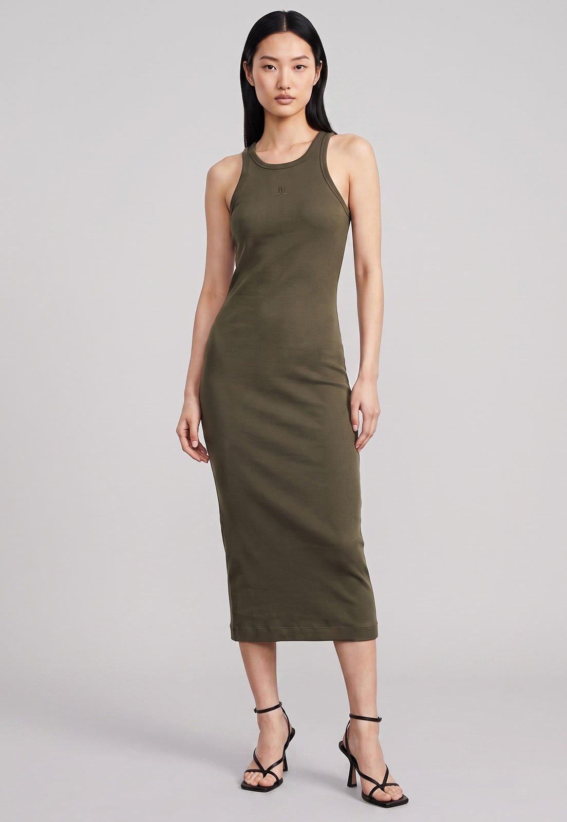 Vestido John John Alças Largas Midi Verde