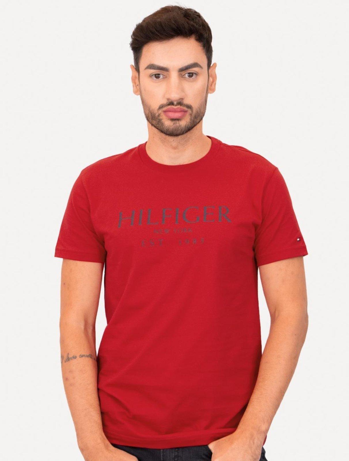 Camiseta Tommy Hilfiger Masculina Big Logo Est.1985 Vermelha