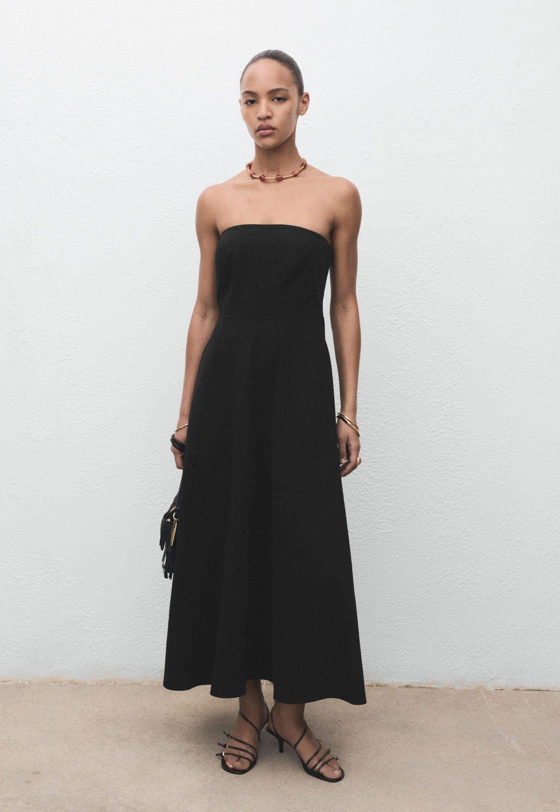 Vestido Feminino Mango Strapless Cebri Preto