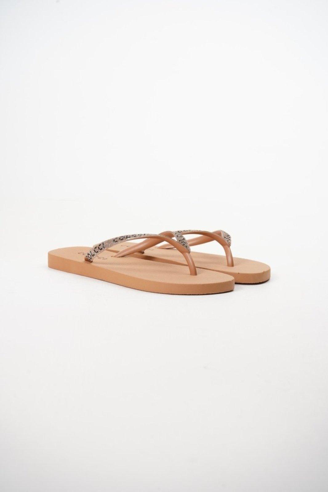 Chinelo Colcci Feminino Fiji Logo Strass Original - MARROM