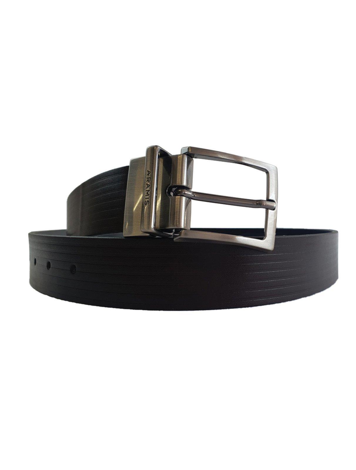 Cinto Aramis Masculino Couro Dupla Face Frisado Marrom Café/Preto