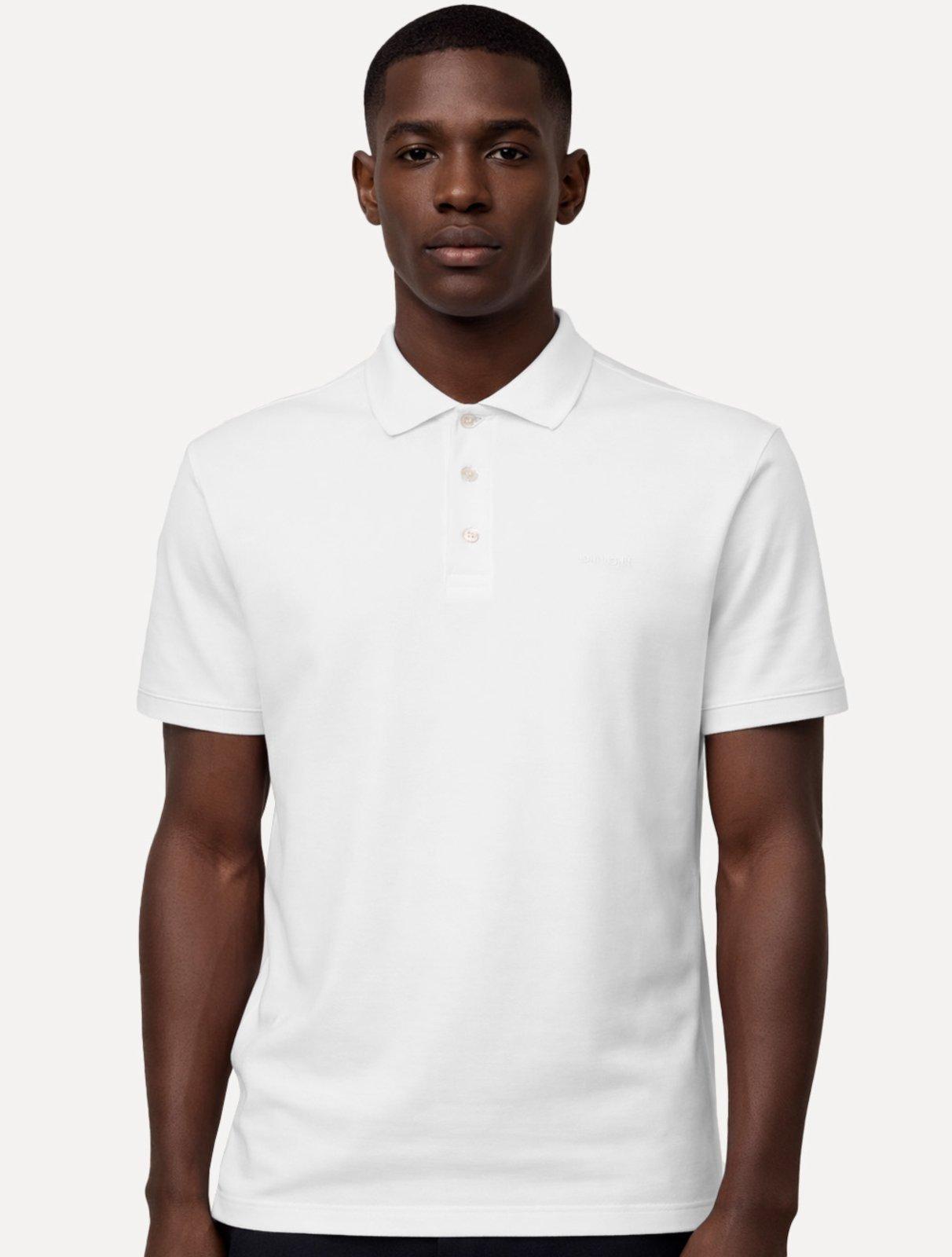 Polo John John Masculina Silm Fit New Simple Light Button Branca