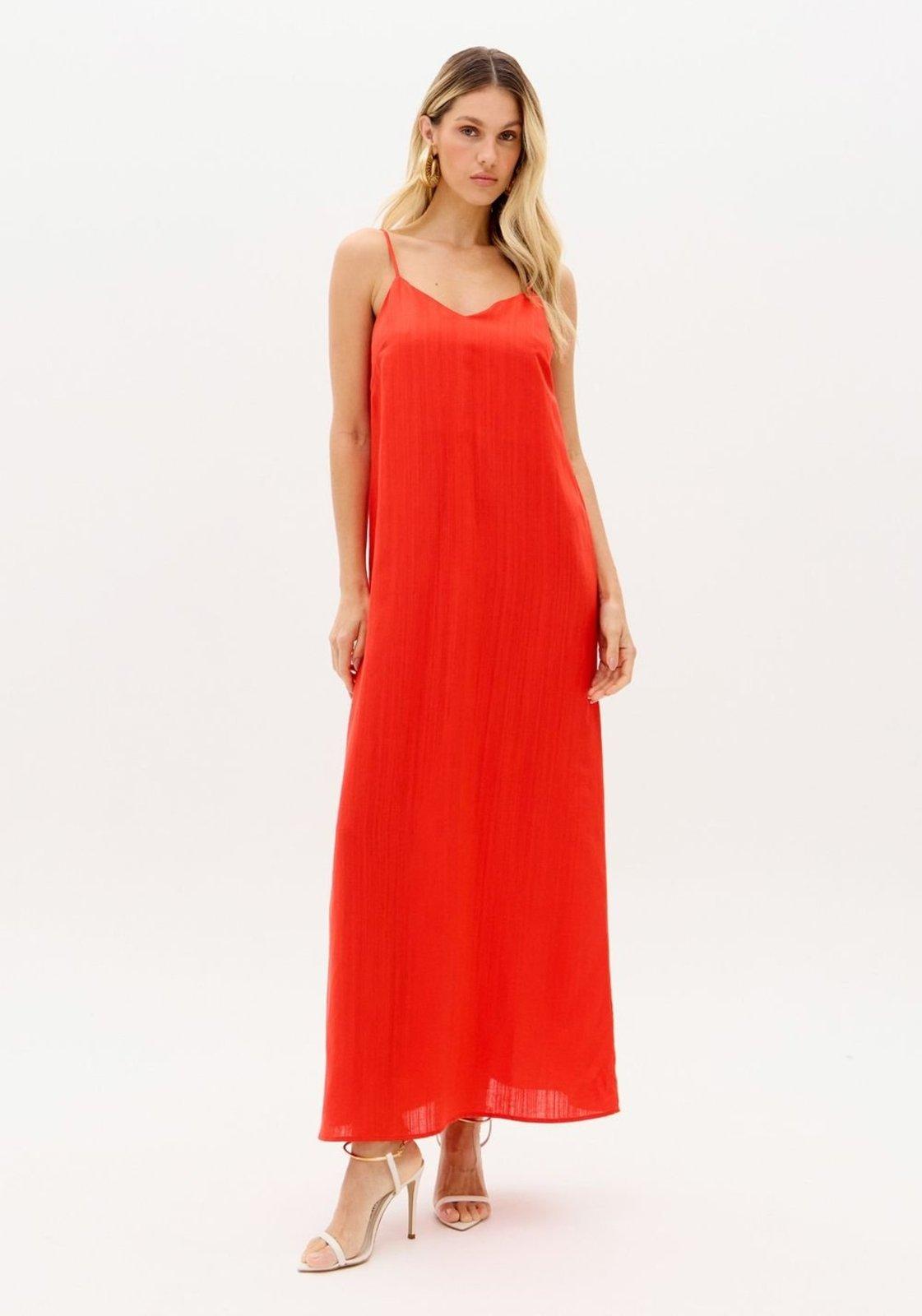 Vestido Super Midi De Alças Com Linho Lança Perfume