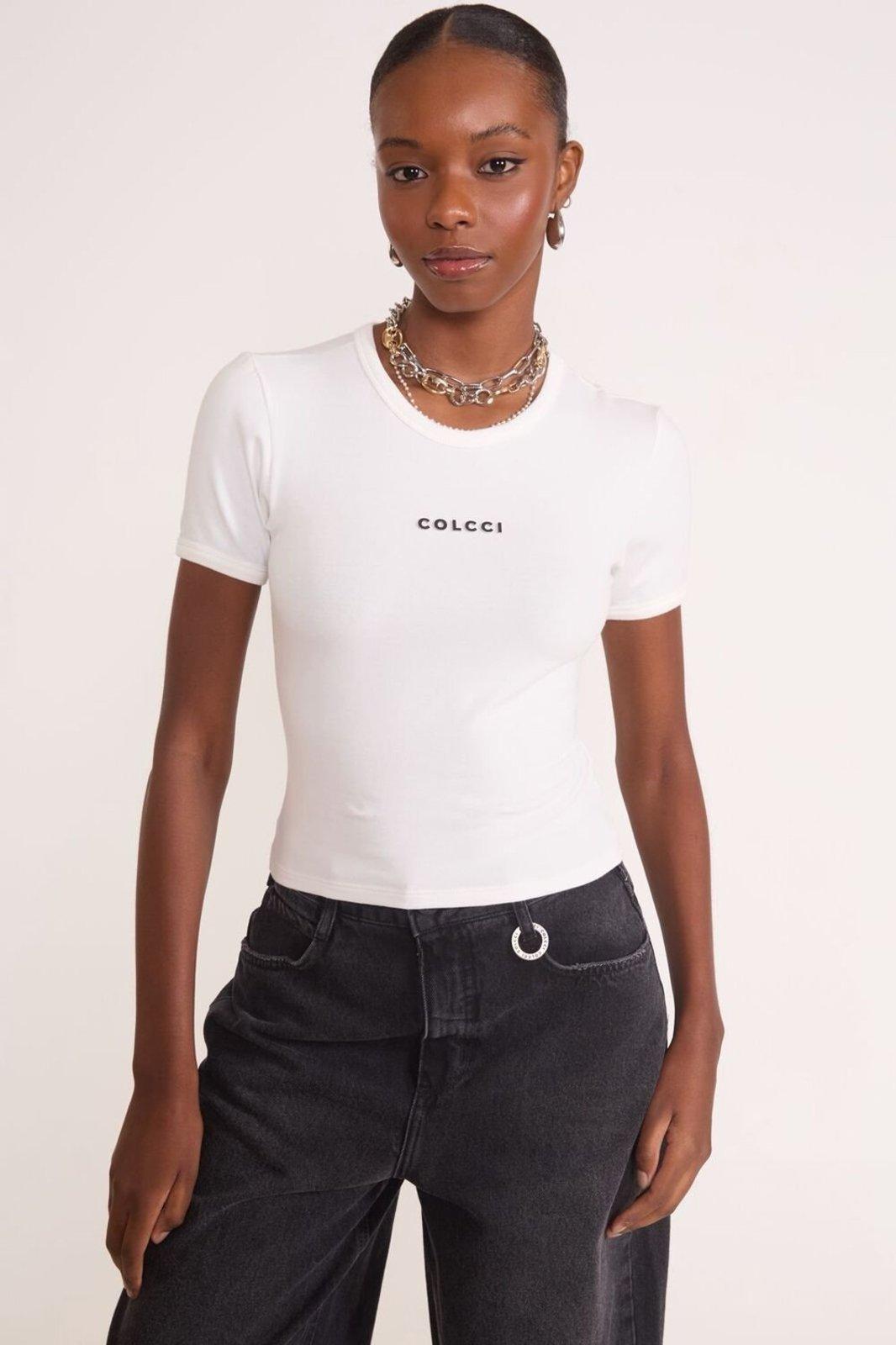 Camiseta Feminina com Logo Colcci Off Shell