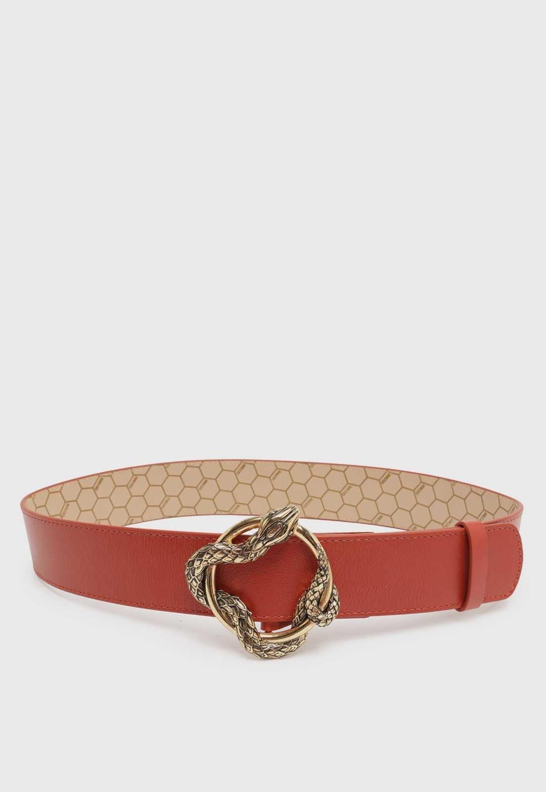 Cinto Feminino Arezzo Veg Oil Fivela Serpente Laranja