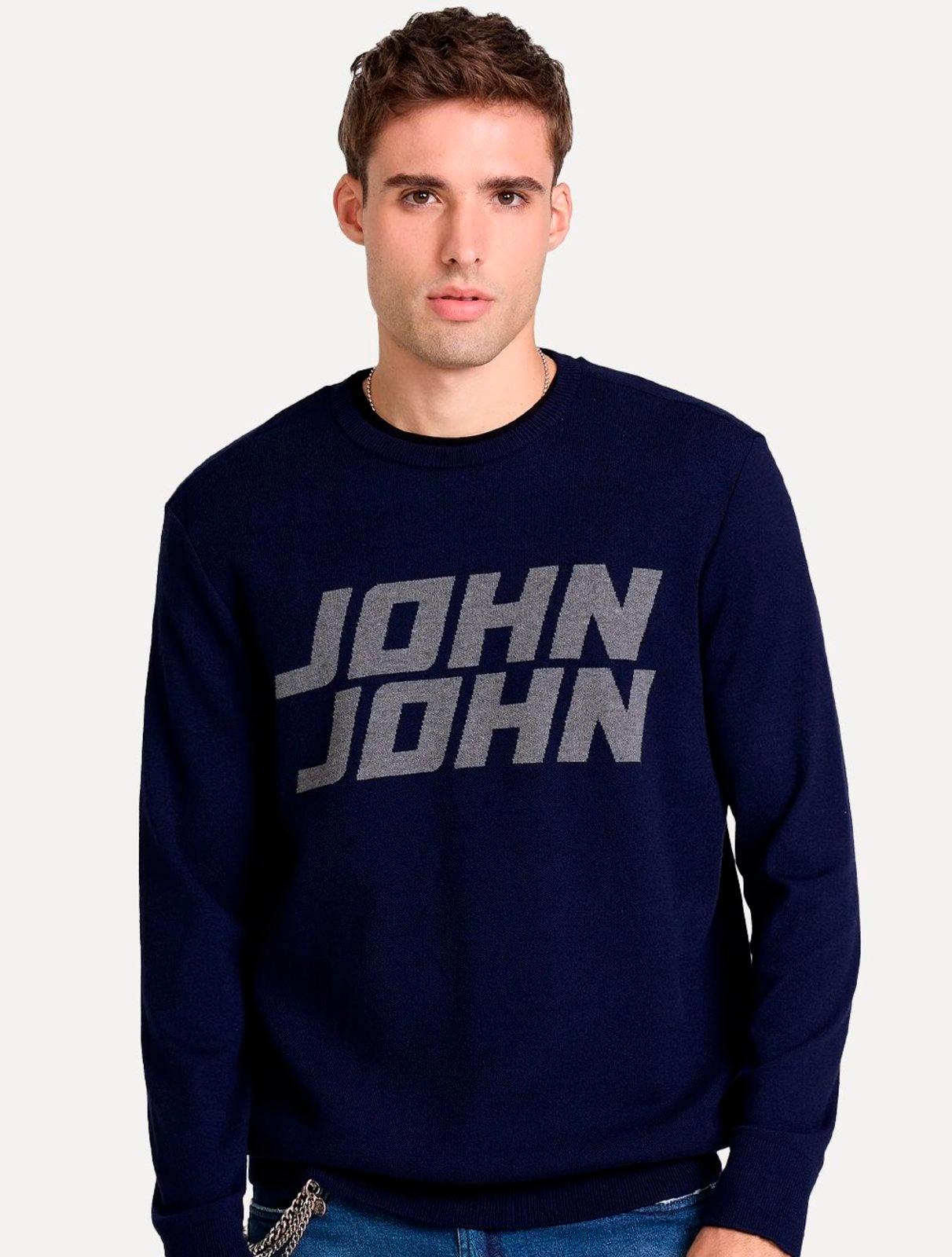 Suéter John John Masculino Regular Fit Tricot Enjoying Azul Marinho