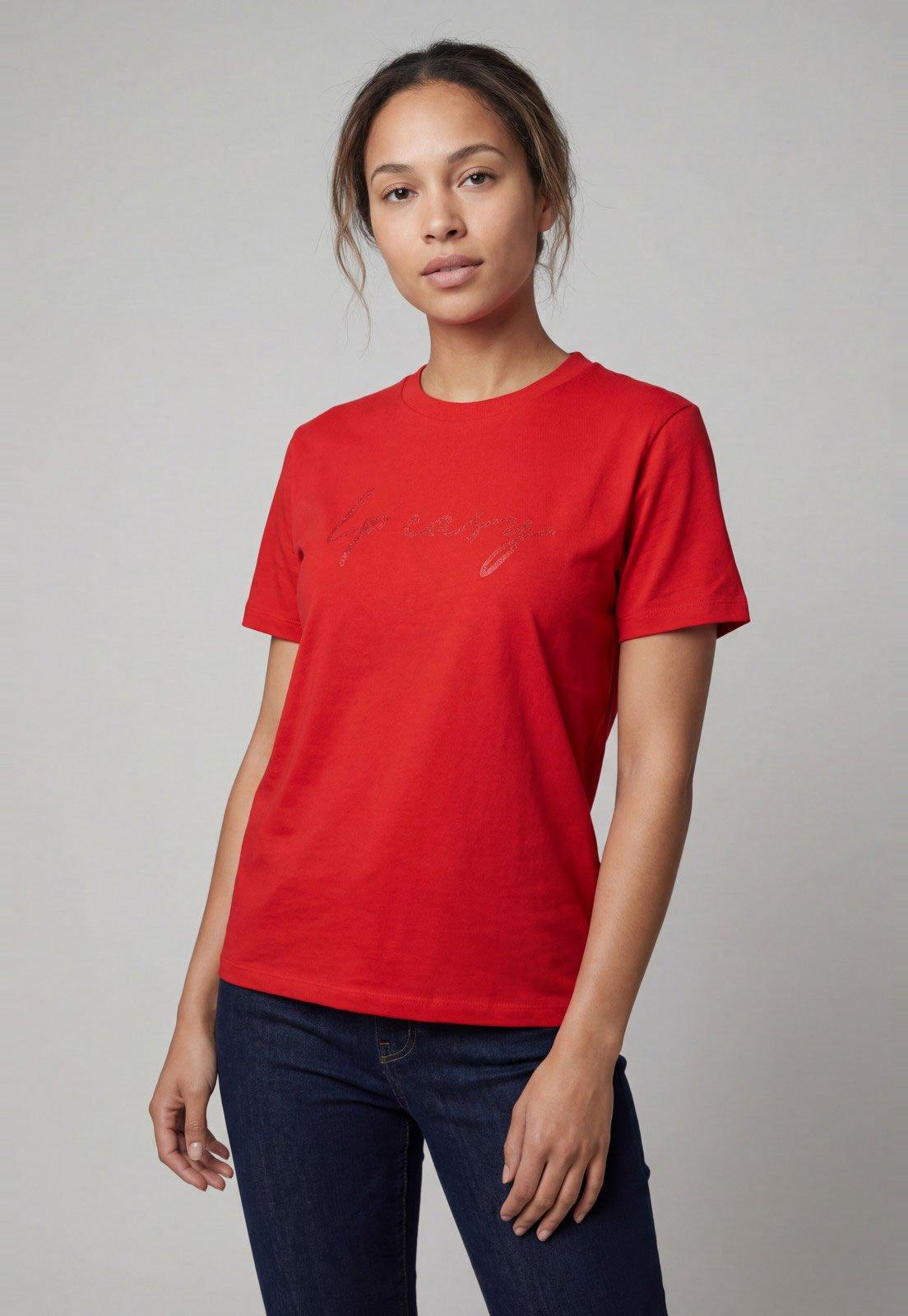 Camiseta Feminina Lança Perfume Estampa Easy Vermelha