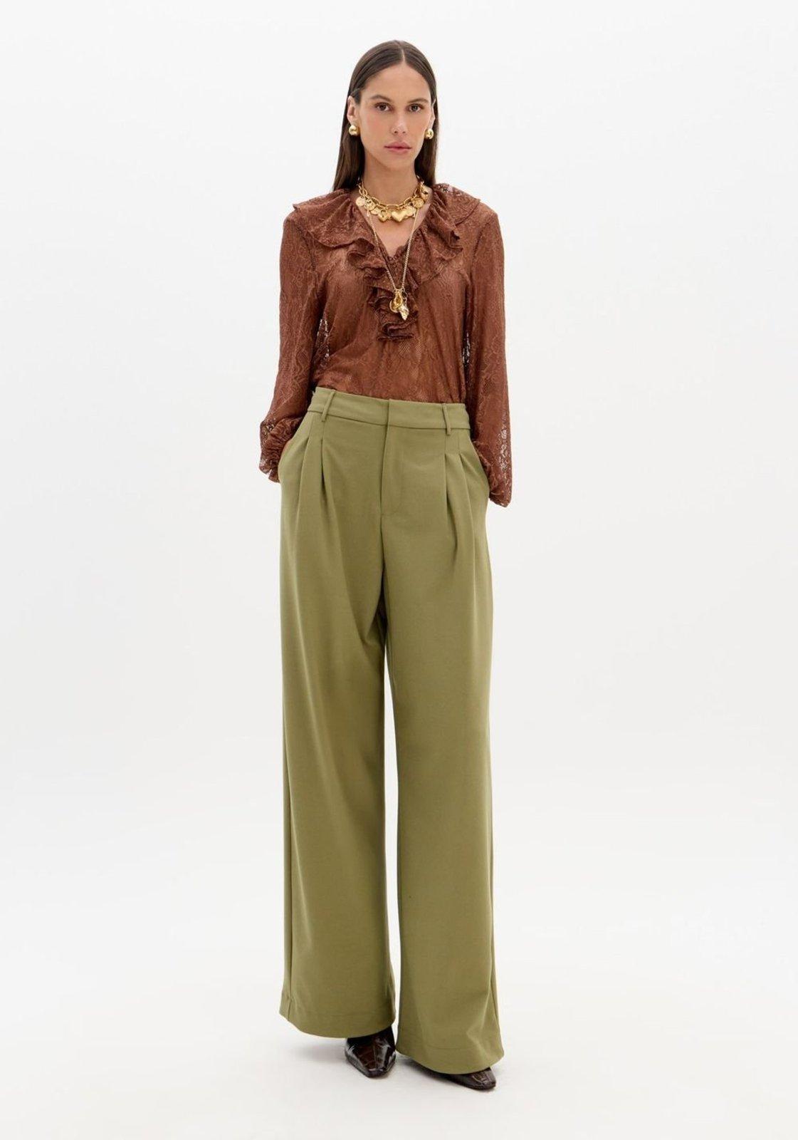 Calça Full Length Com Pregas Lança Perfume