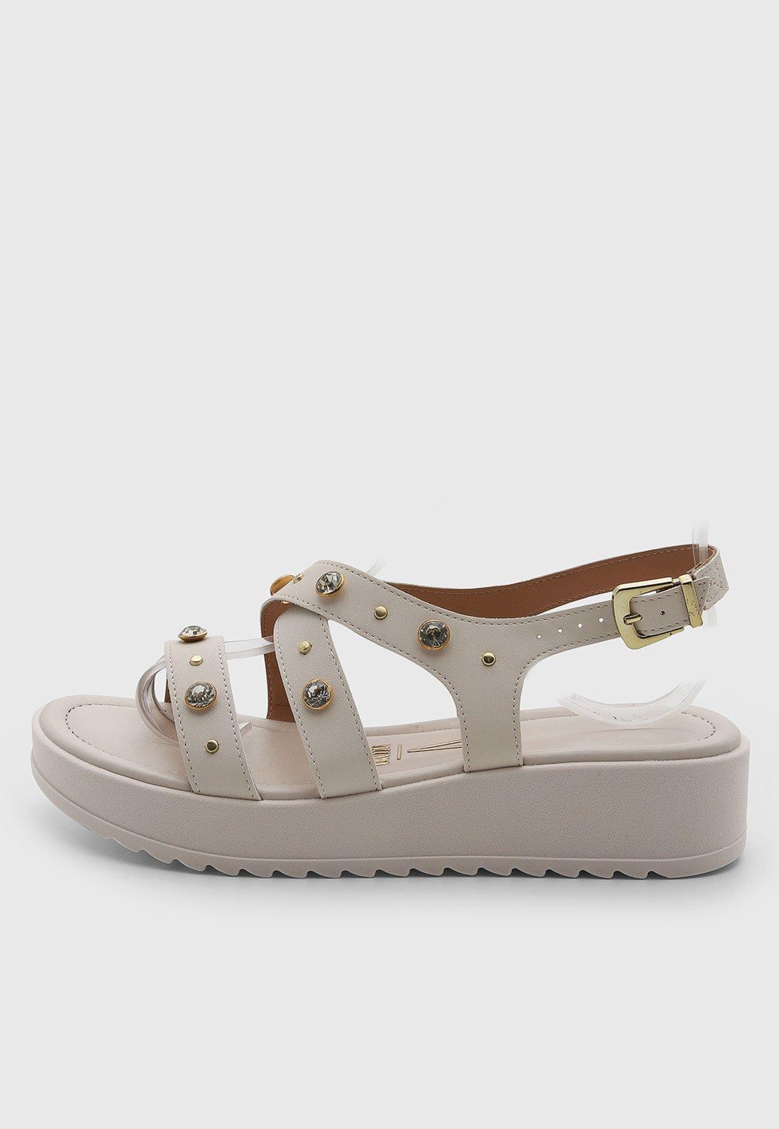 Sandália Feminina Vizzano Pedrarias Off-White