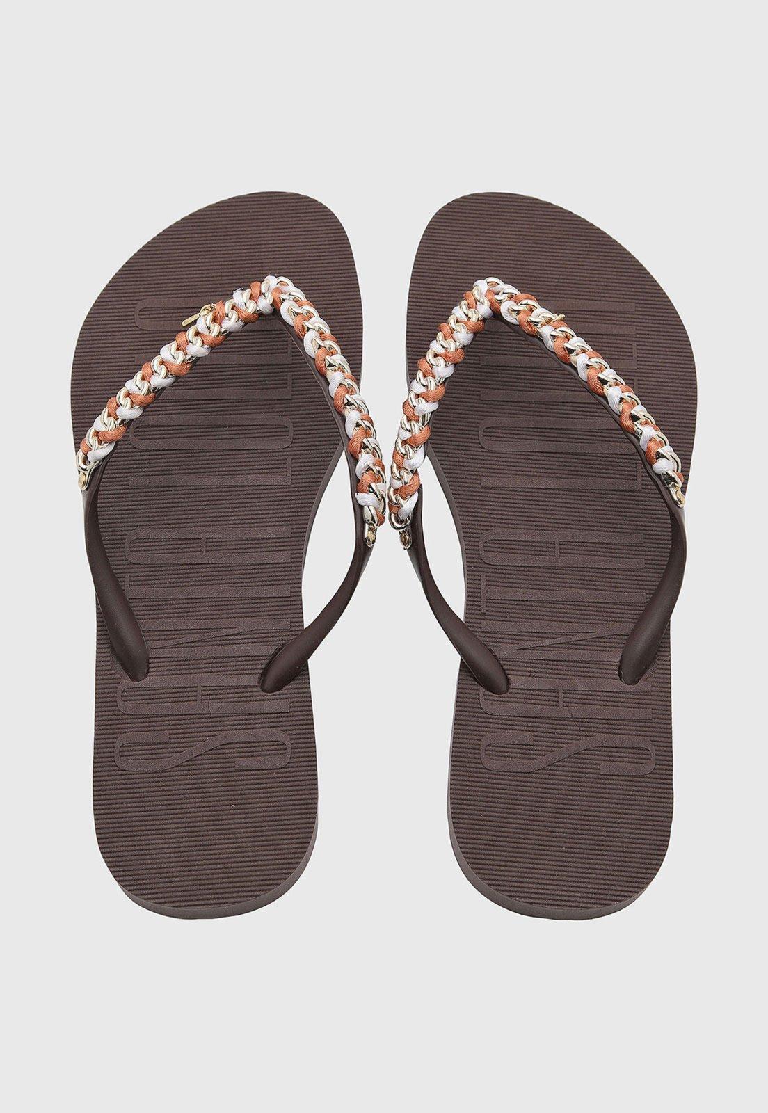 Chinelo Feminino Santa Lolla Trançado Marrom