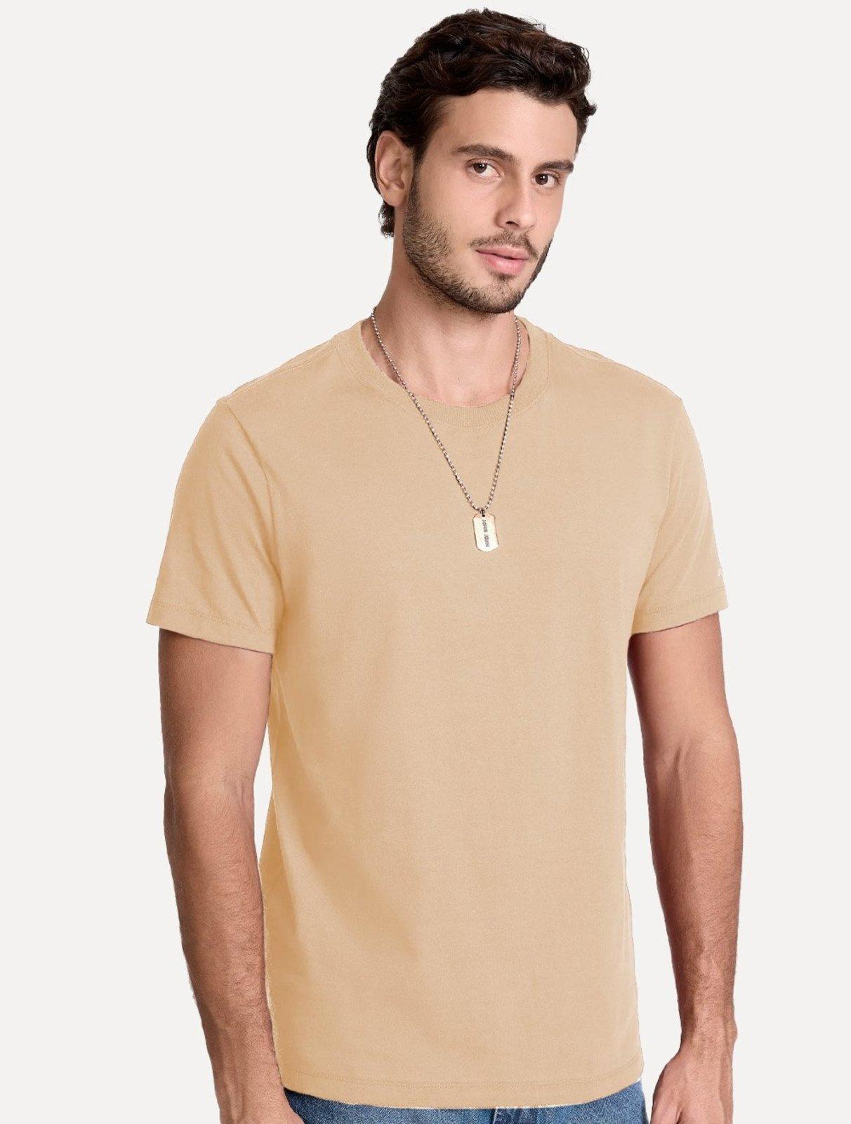 Camiseta John John Masculina Slim Fit Simple Cáqui