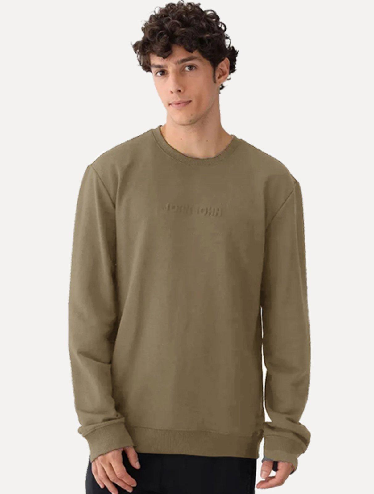 Moletom John John Masculino Embossed Logo Cáqui Médio