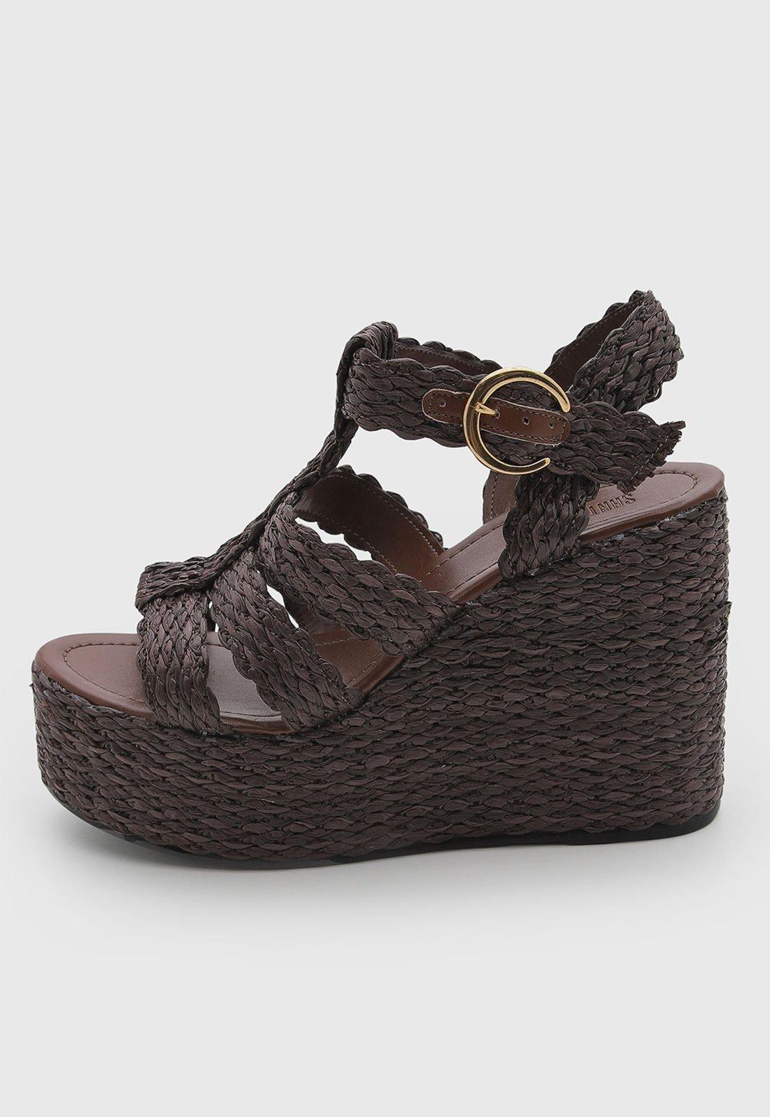 Sandália Feminina Santa Lolla Plataforma Corda Marrom