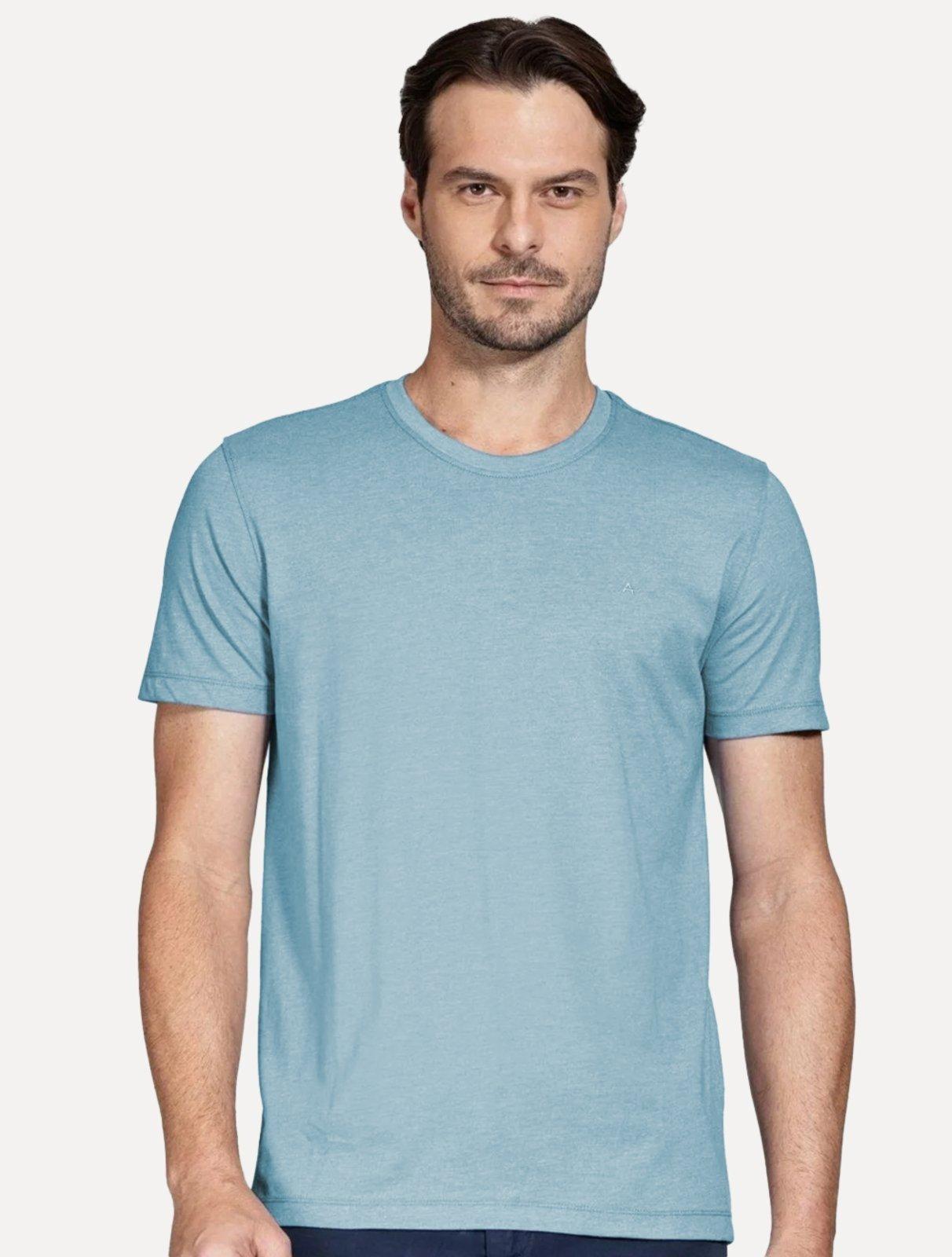Camiseta Aramis Masculina Basic Lisa Mono Icon Azul Mescla