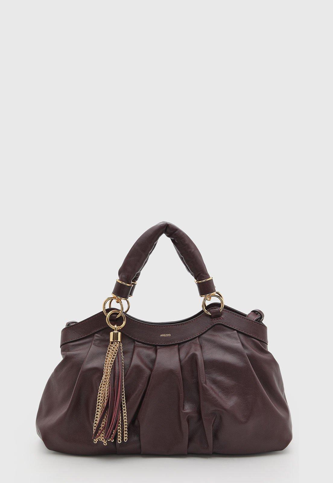 Bolsa Feminina Arezzo Estruturada Couro Vinho