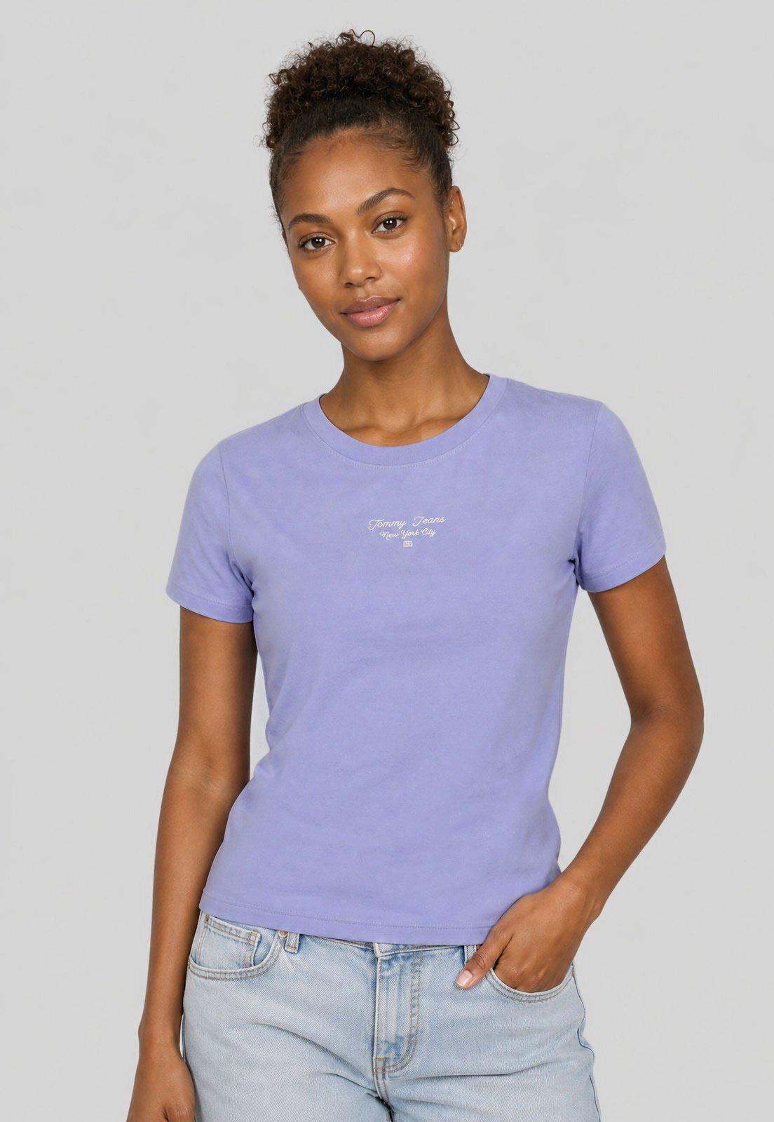 Camiseta Feminina Tommy Jeans Logo Lilás