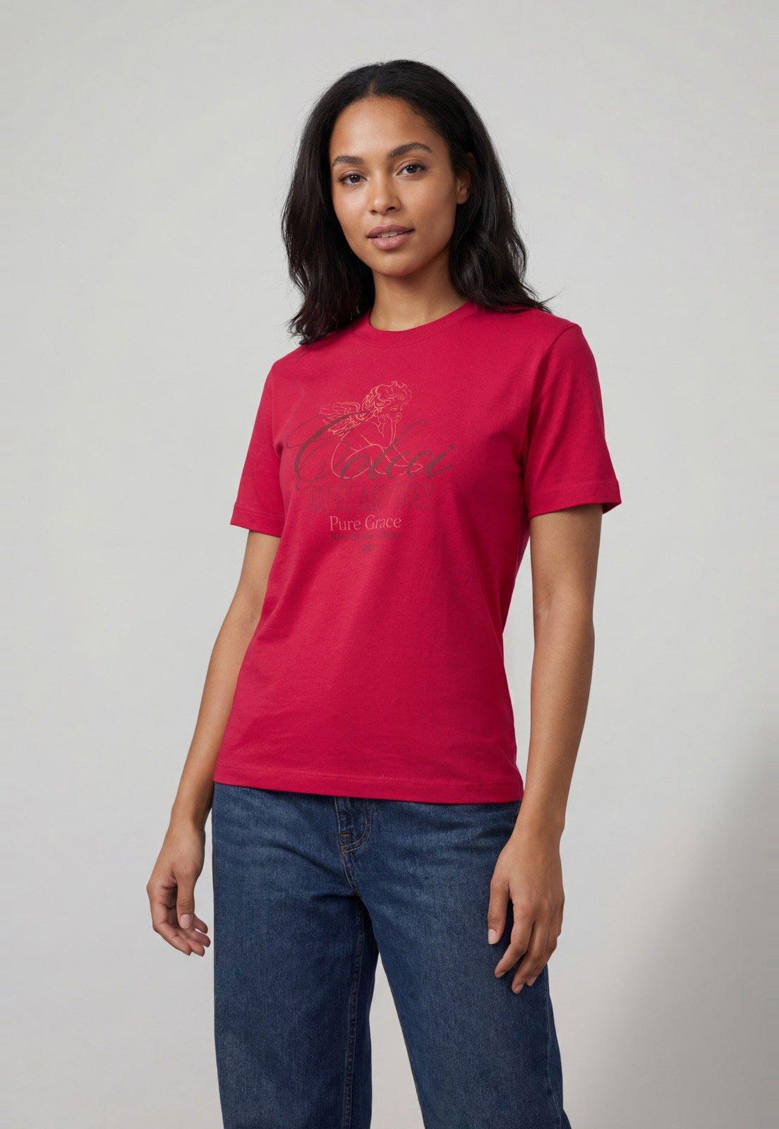 Camiseta Feminina Colcci Estampa Frontal Vermelha