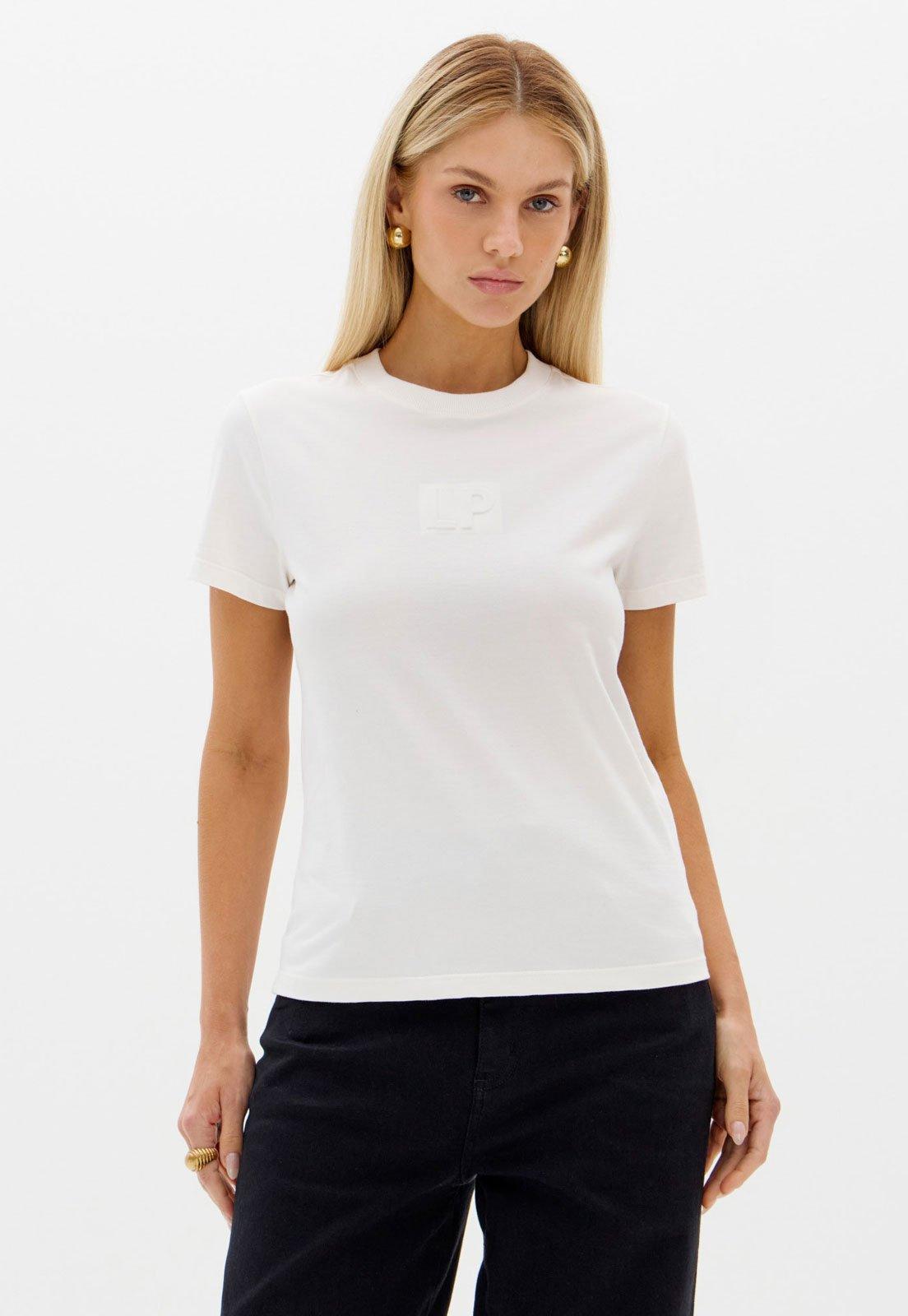 Camiseta Feminina Lança Perfume Logo Em Relevo Branca